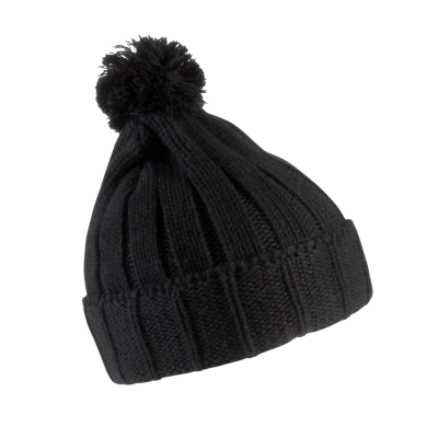 Bobble beanie with turn-up.